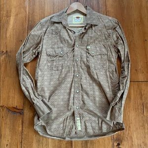 Larry Mahan brown tan men’s shirt size medium